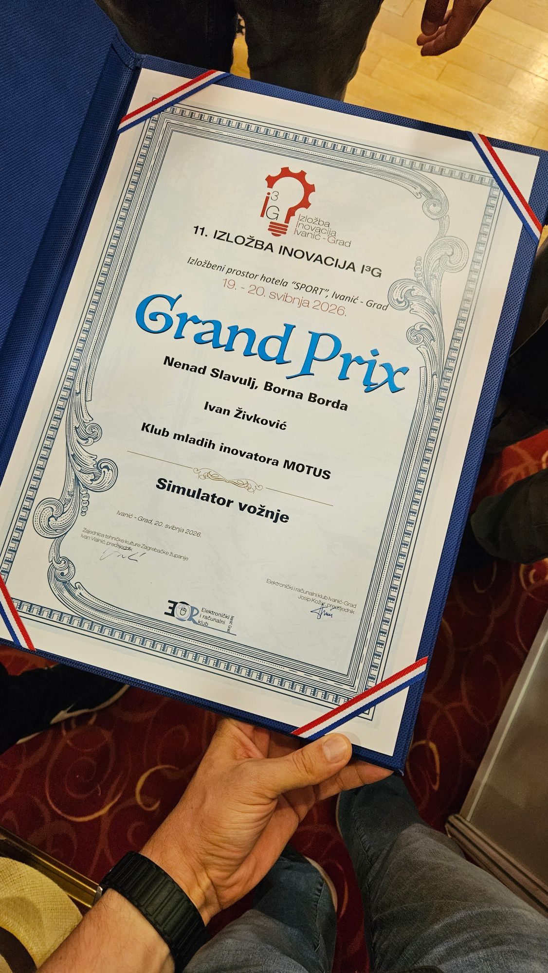 Diploma Grand Prix za Simulator vožnje, Klub mladih inovatora MOTUS